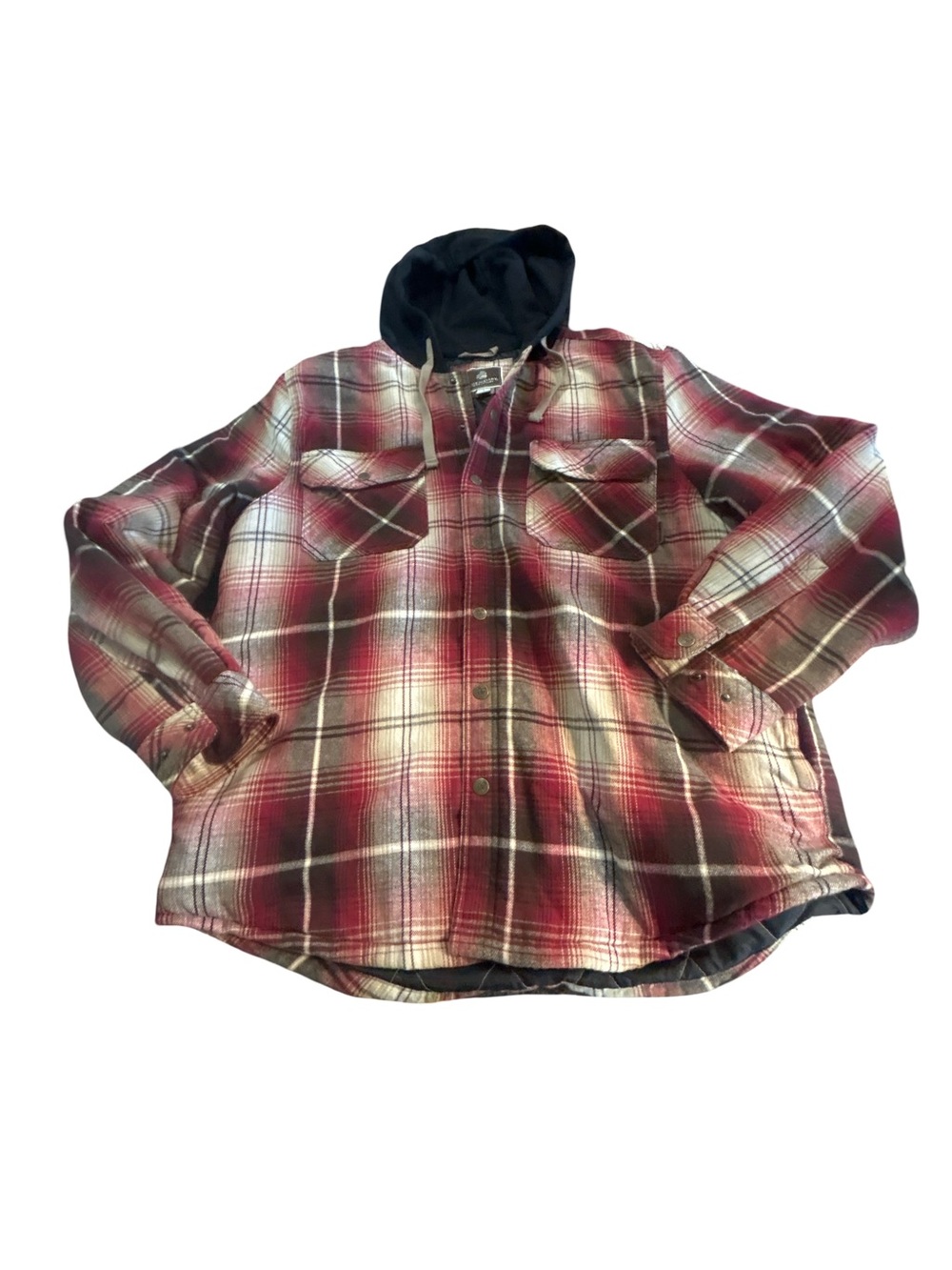 Legendary Outfitters Plaid Hooded Flannel Jacket L Red Outdoors Gorpcore Rustic